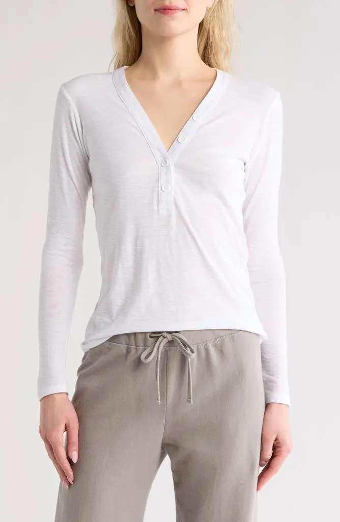 James Perse Long Sleeve Slub Jersey Henley