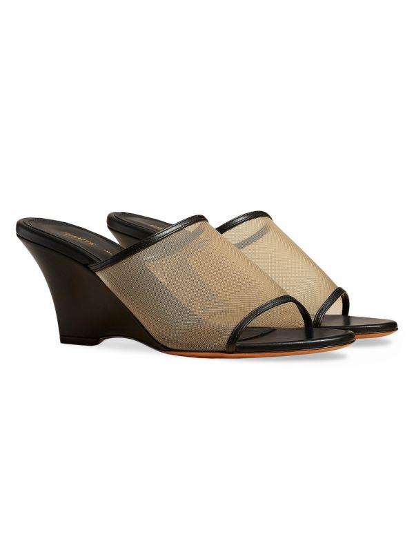 Khaite Marion 75MM Leather-Nylon Wedge Mules