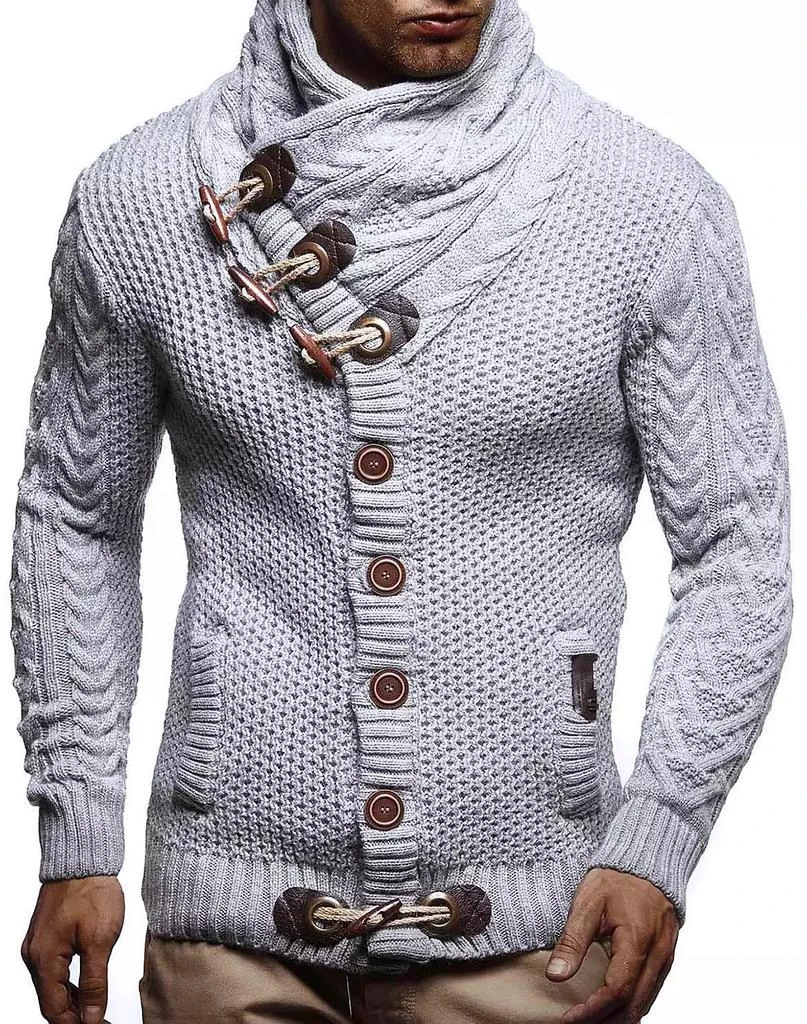 Leif Nelson Men
s Knitted Turtleneck Jacket - Winter Cardigan Sweaters for Men