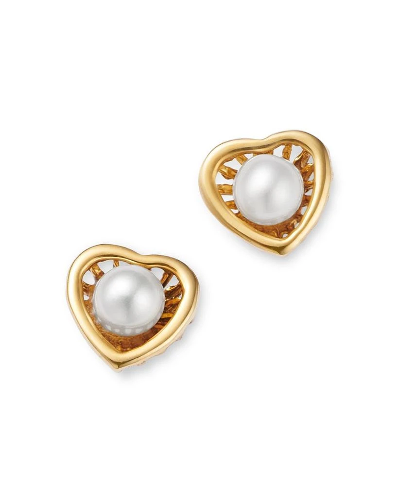 Bloomingdale
s Children
s Freshwater Pearl Heart Screw Back Stud Earrings in 14K Yellow Gold 1