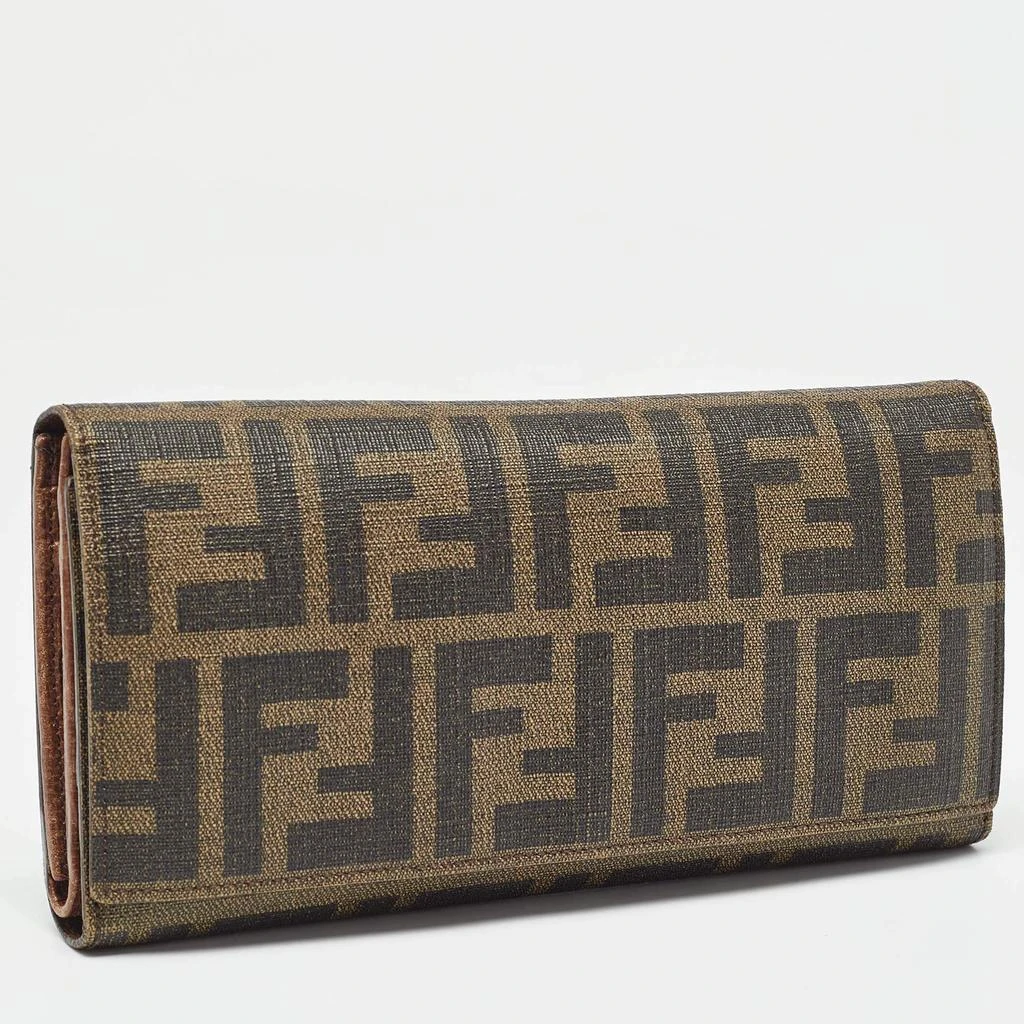Fendi Fendi Tobacco Zucca Coated Canvas Trifold Flap Continental Wallet 6