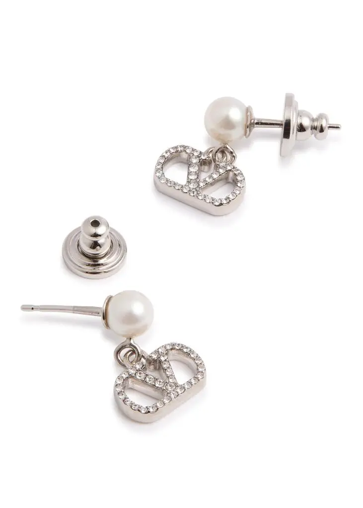 Valentino Vlogo pearl-embellished drop earrings 3