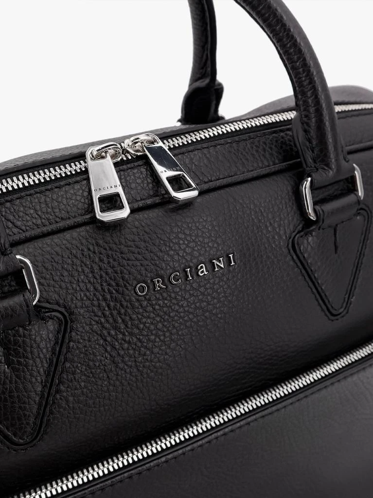 ORCIANI Leather briefcase with frontal logo 5