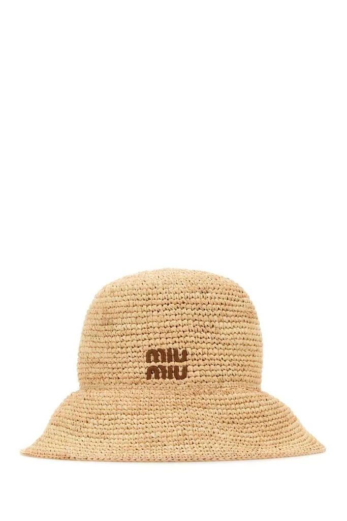 Miu Miu Headband Sun Hat Miu Miu Adjustable Sun Hat in Blu & Bianco | FWRD main image 3