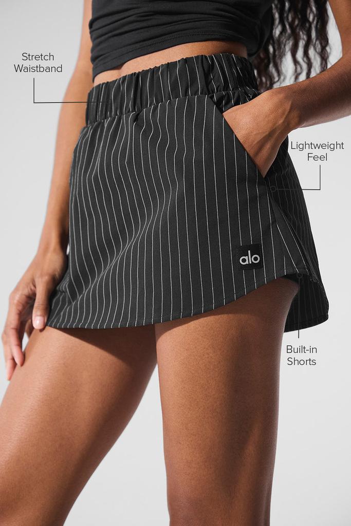 Alo Pinstripe Daylight Mini Skirt - Black/Titanium