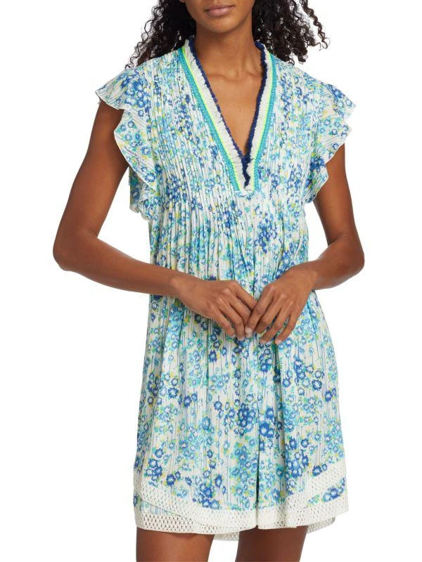 Poupette St Barth Sasha Crochet-Trim V-Neck Minidress 1
