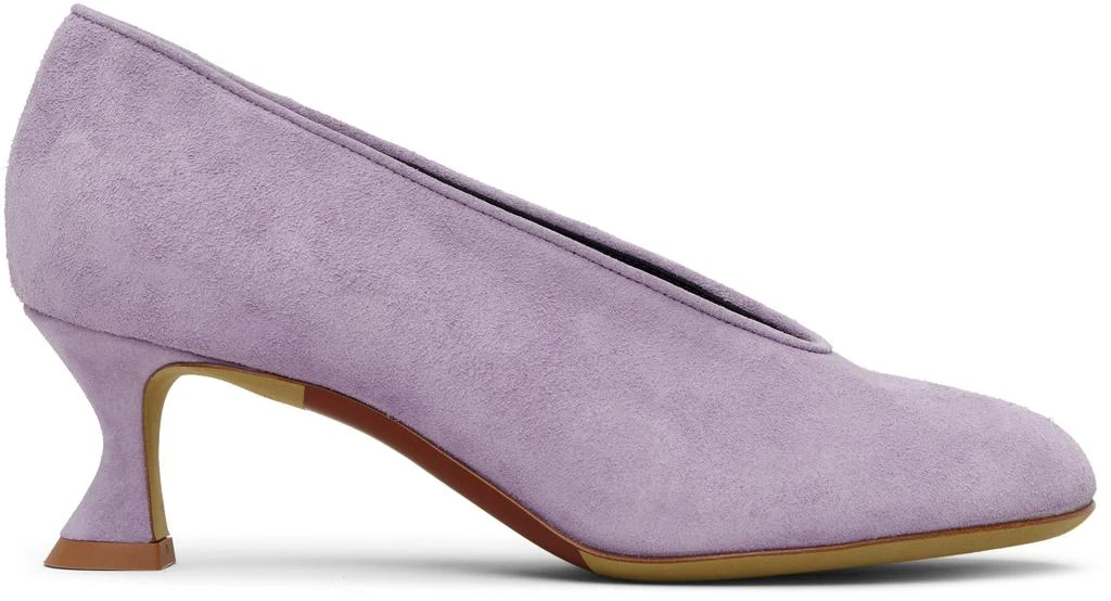 Moschino Purple Duck Suede Heels