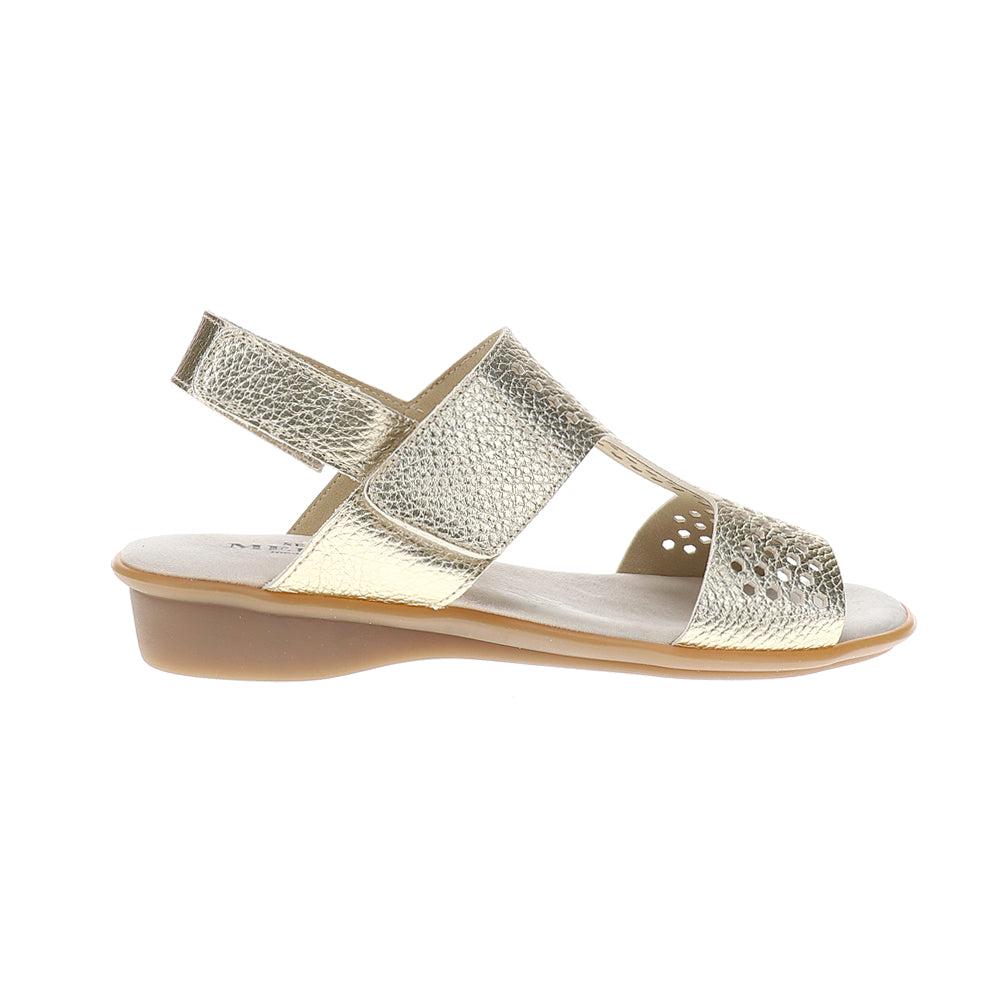 Sesto Meucci Elicia Comfort Cut-Outs Metallic T-Strap Sandals