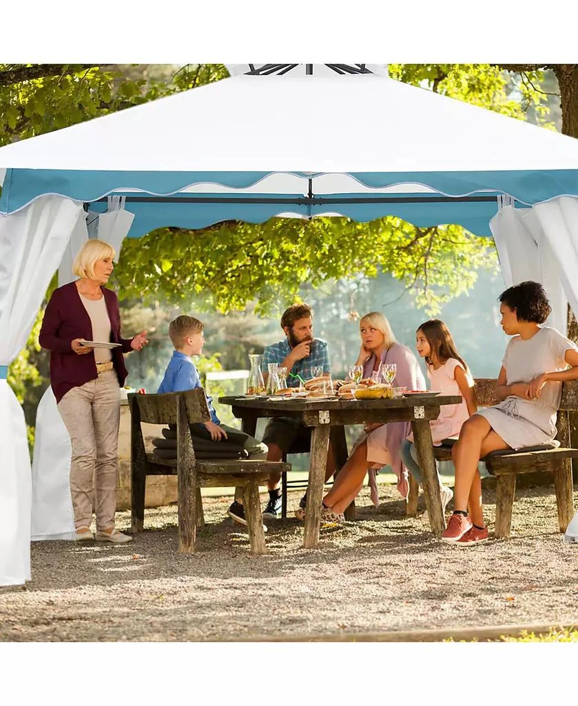 Costway 2 Tier 10'x10' Patio Gazebo Canopy Tent Steel Frame Shelter Awning W/Side Walls 2