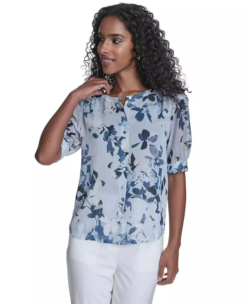 Calvin Klein Petite Short-Sleeve Button Front Top 2