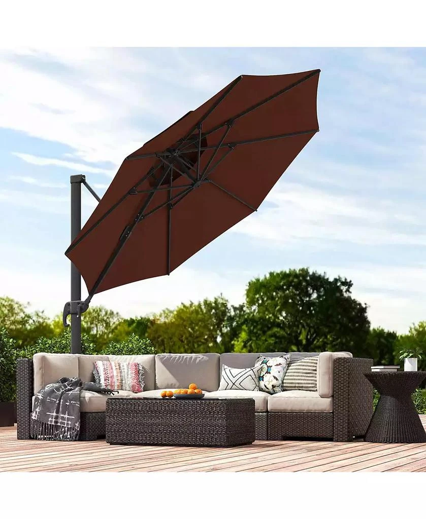 Outsunny 11
 Offset Patio Umbrella with Cross-Base, Rotate, Tilt, Wine 7
