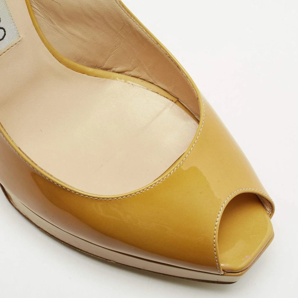 Jimmy Choo Jimmy Choo Yellow Patent Leather Nova Peep-Toe Platform Slingback Sandals Size 38 7