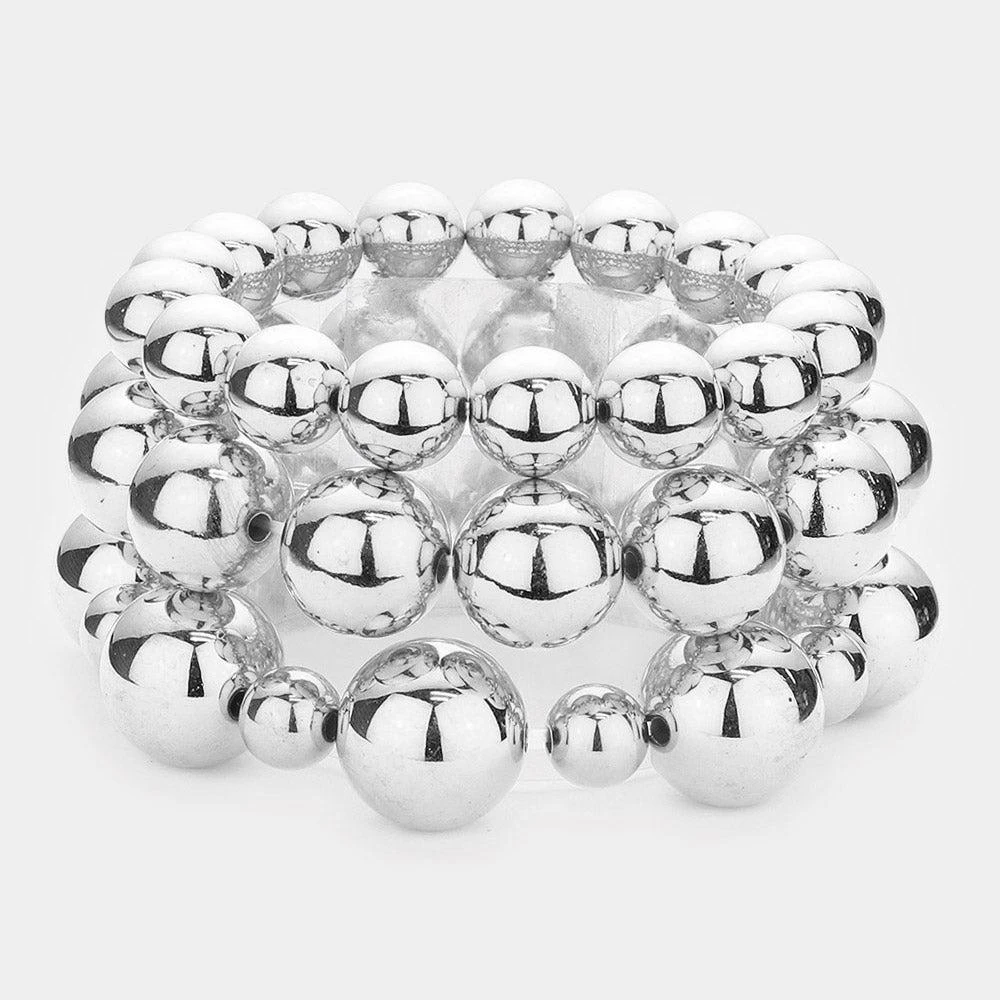 FASHNZFAB 3PCS - Metal Ball Stretch Bracelets