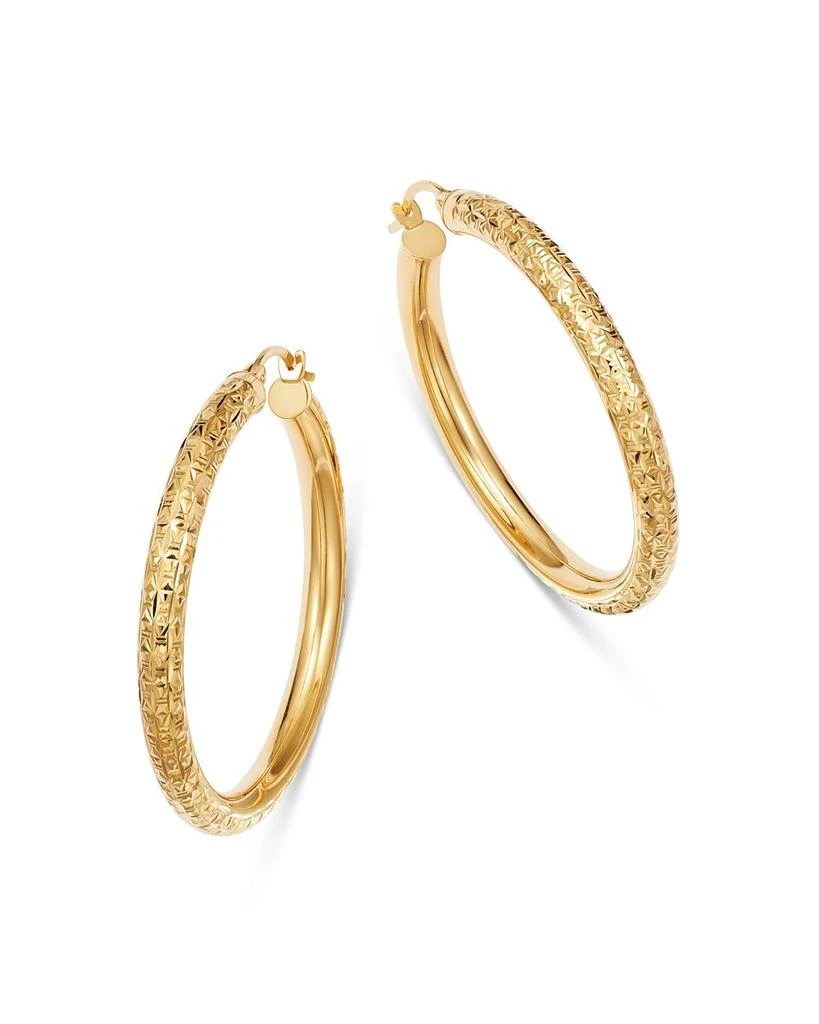 Bloomingdale's Diamond-Cut Tube Hoop Earrings in 14K Yellow Gold 1