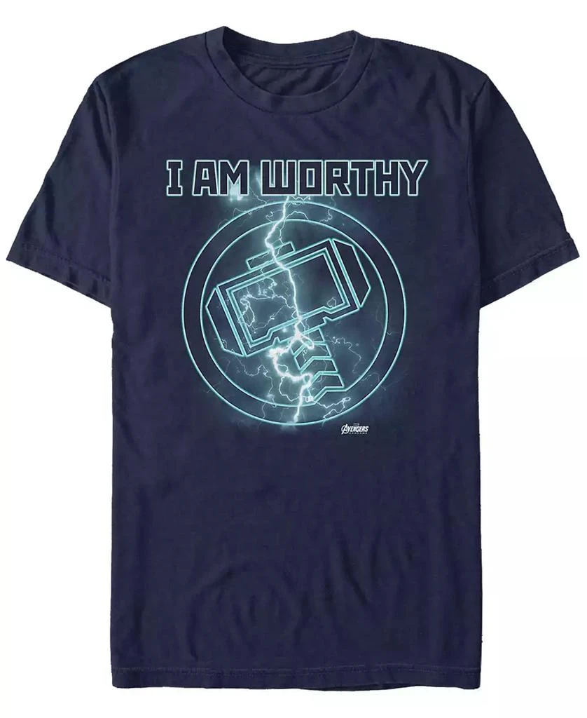 Marvel Marvel Men's Avengers Endgame I Am Worthy Thor Lightning Logo, Short Sleeve T-shirt 1