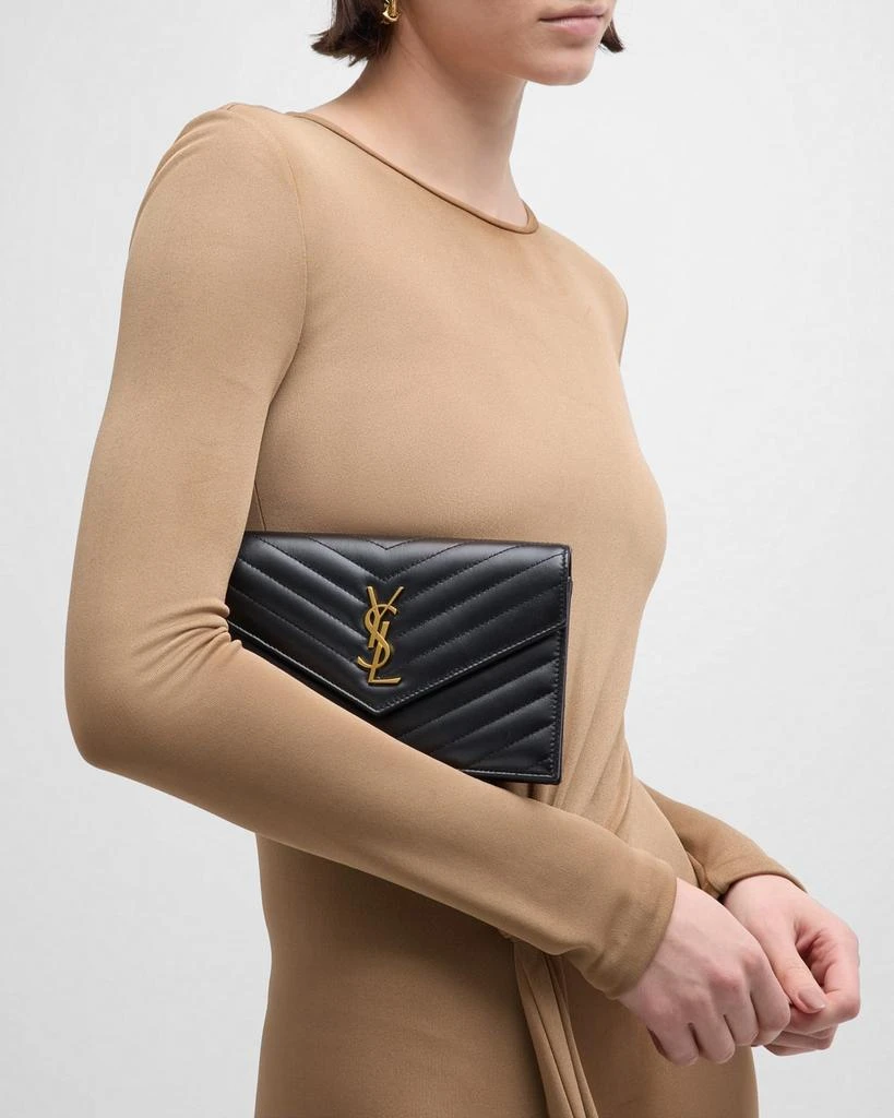 Yves Saint Laurent Small YSL Wallet on Chain in Quilted Leather 5