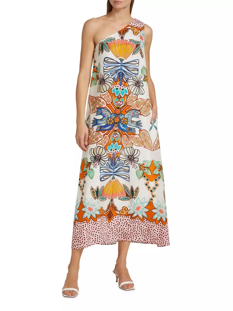 Marie Oliver Jae Graphic Silk One-Shoulder Maxi Dress 3