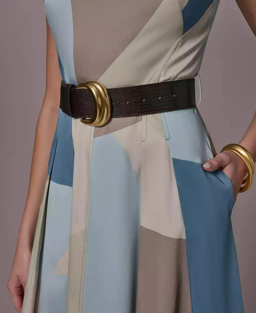 Donna Karan Women
s Square Neck Geometric A-Line Maxi Dress 5