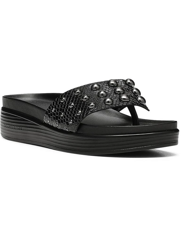 Donald J Pliner Womens Patent Leather Studded Wedge Sandals 3
