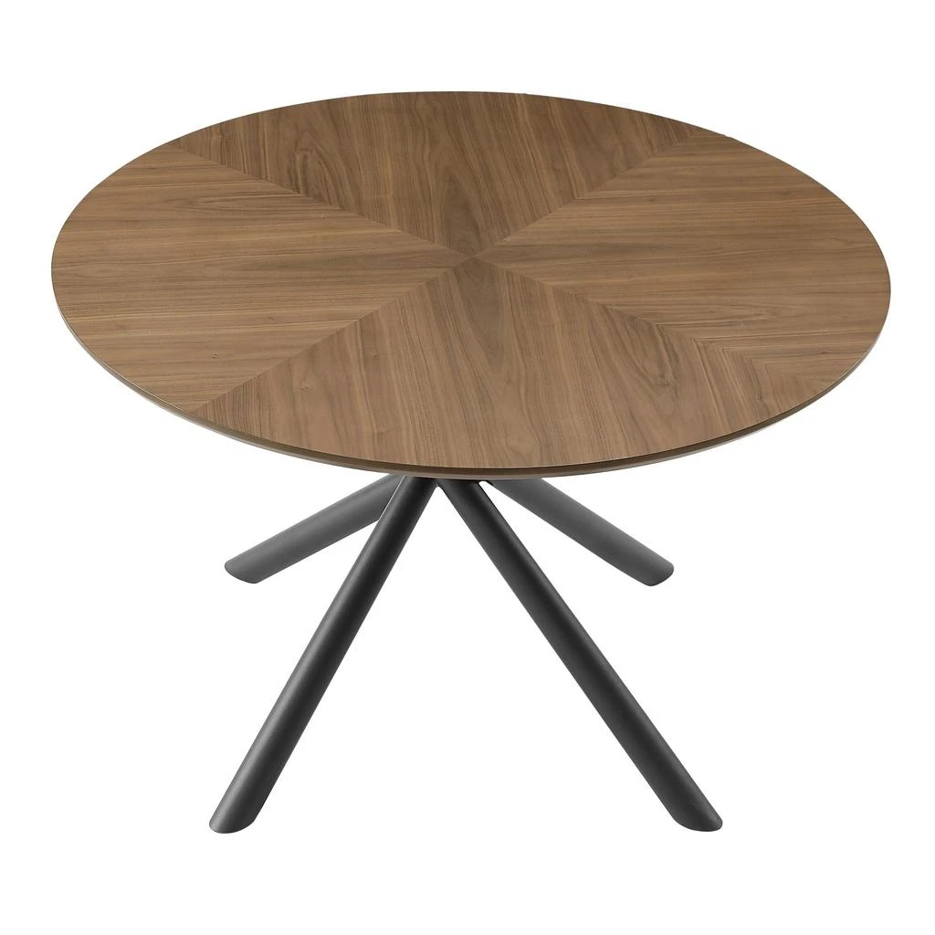 Streamdale Furniture Streamdale Round MDF End Table with Metal Base, Walnut 2