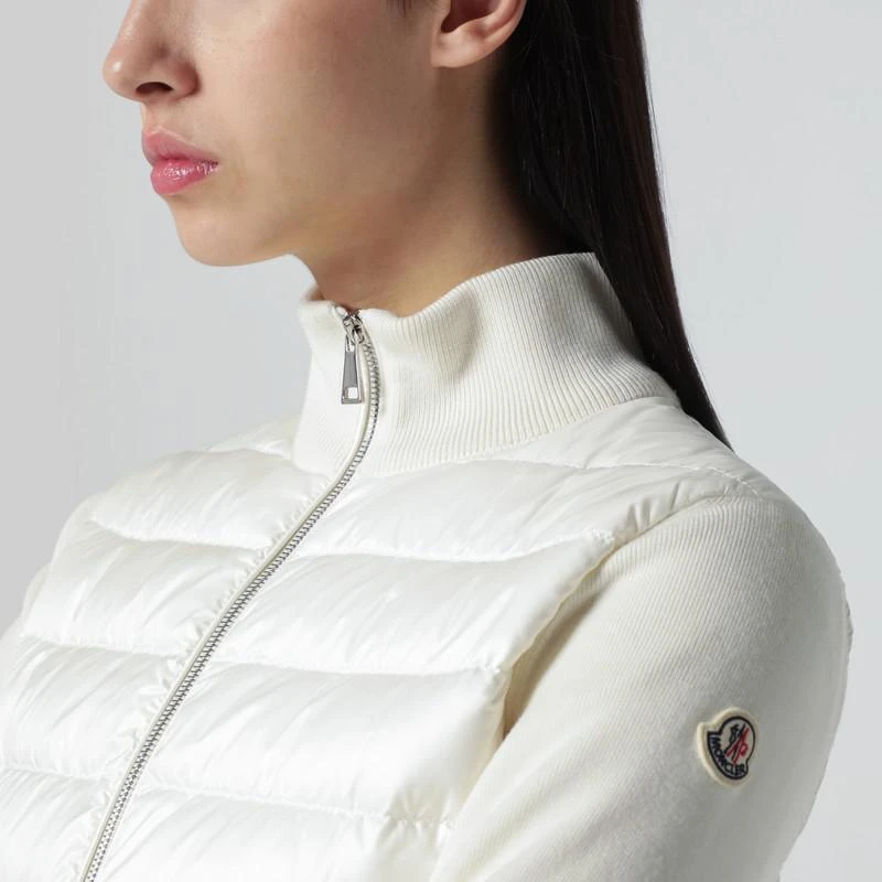 Moncler White padded wool zip cardigan 4