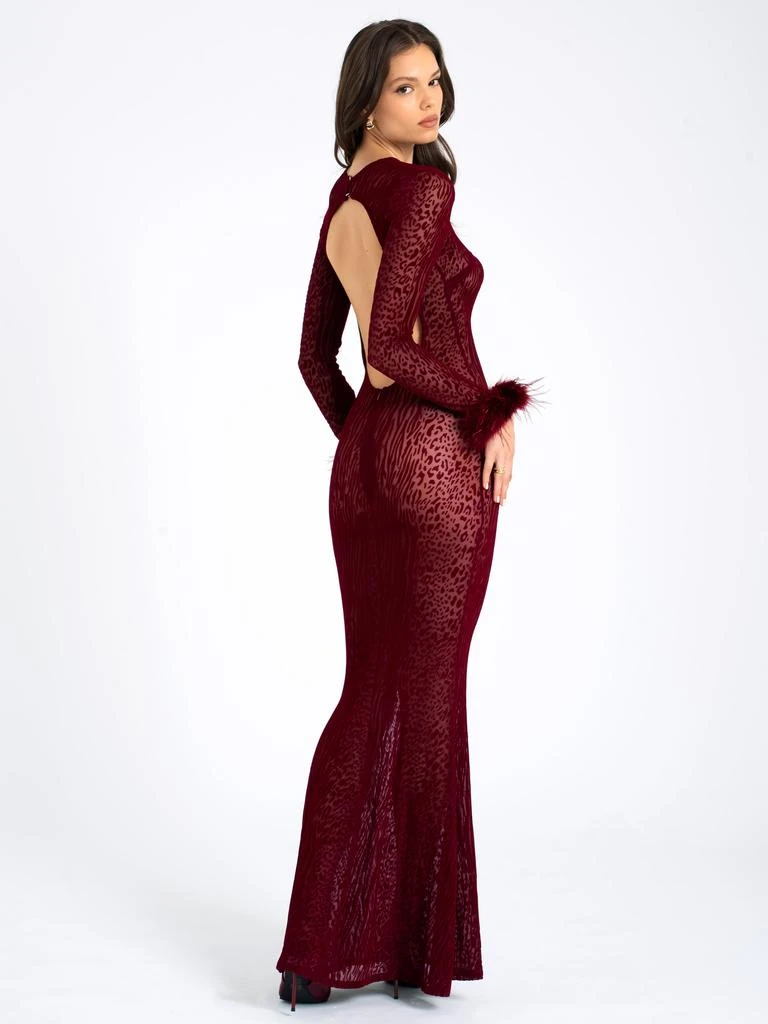 women waylynn burnout velvet detail mesh backless maxi dress Waylynn Burnout Velvet Detail Mesh Backless Maxi Dress S / US 4-6 main image 0