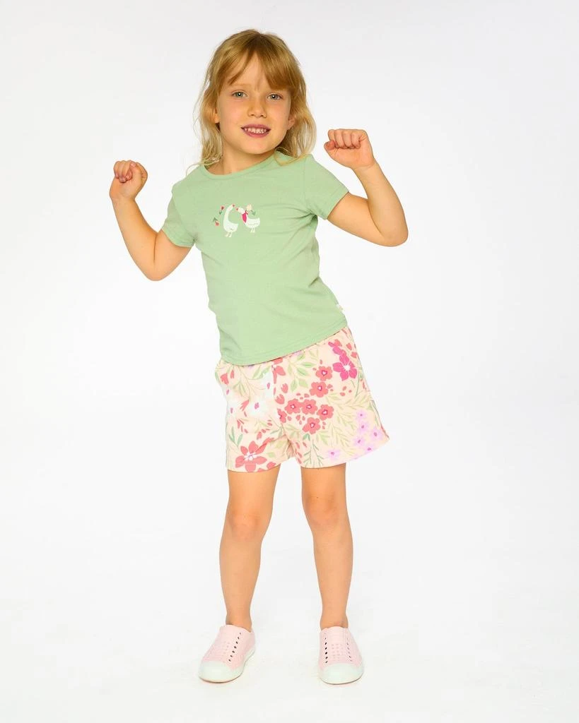 Deux par Deux French Terry Shorts Pink Printed Flowers 3