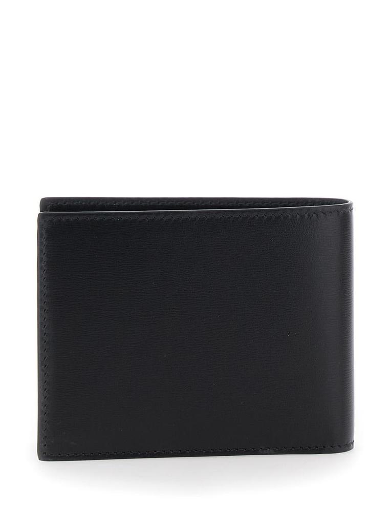 Salvatore Ferragamo 'Florence' Black Bi-Fold Wallet With Logo Lettering On The Front In Leather Man