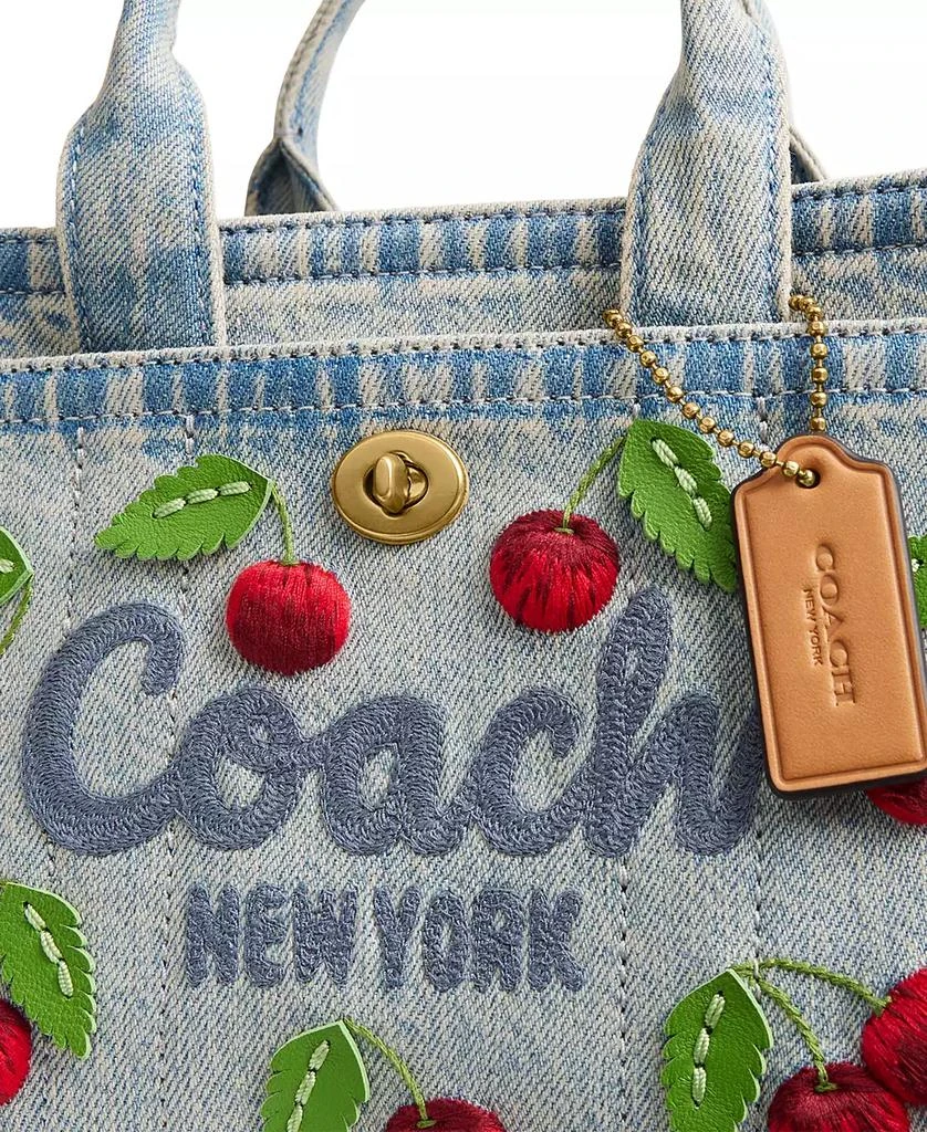 Coach Cargo Mini Denim Cherry Embroidery Tote Bag 20 6