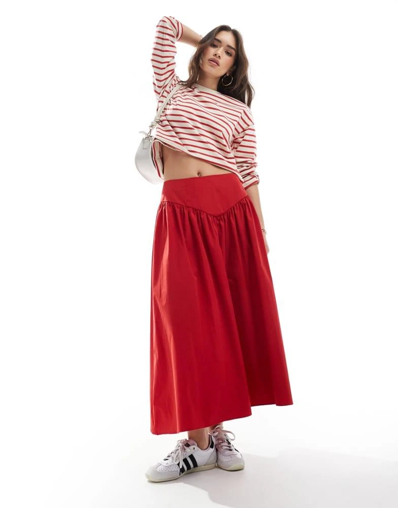 ASOS ASOS DESIGN corset detail maxi skirt in red 1