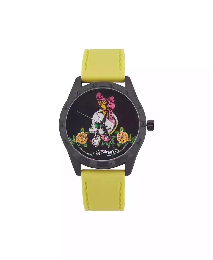 Ed Hardy Women's Quartz Neon Lime Silicone Strap Watch 1