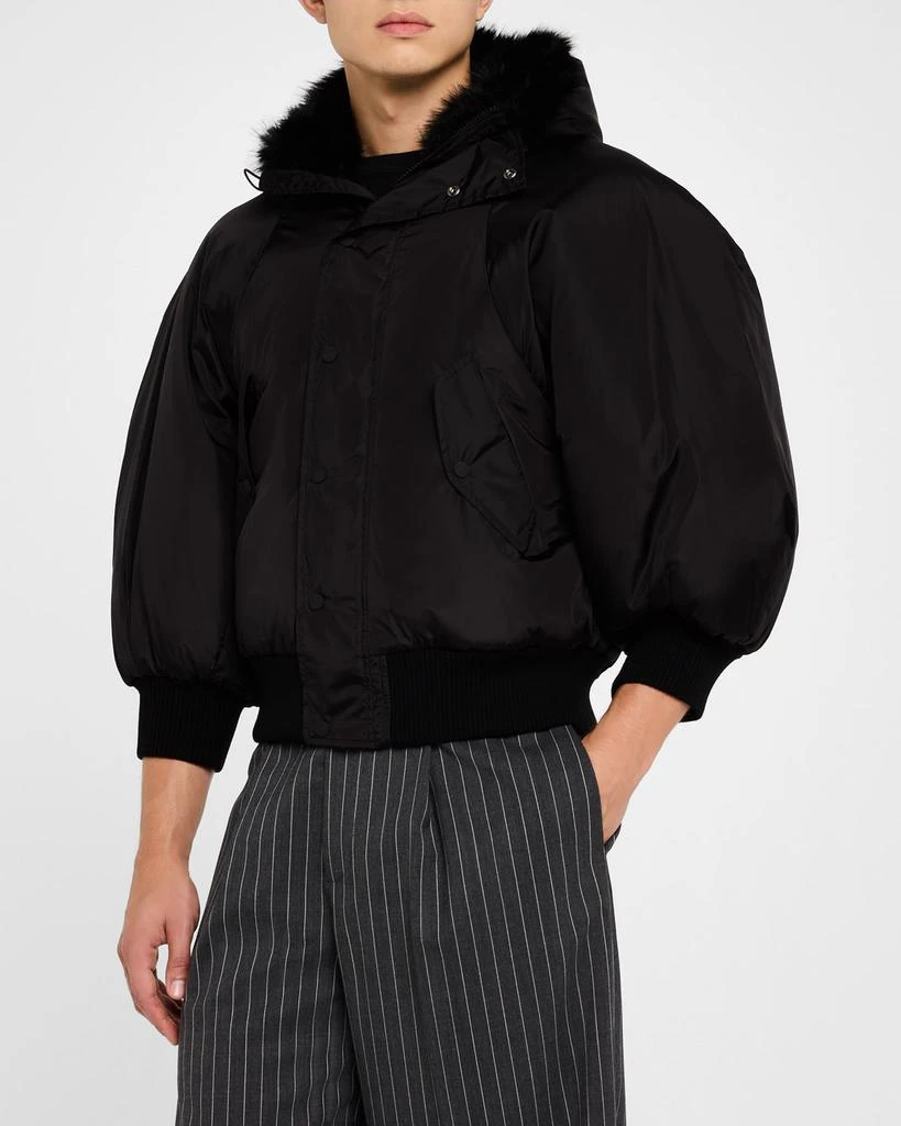 Simone Rocha Men's Puff-Sleeve Bomber Jacket with Faux Fur 4