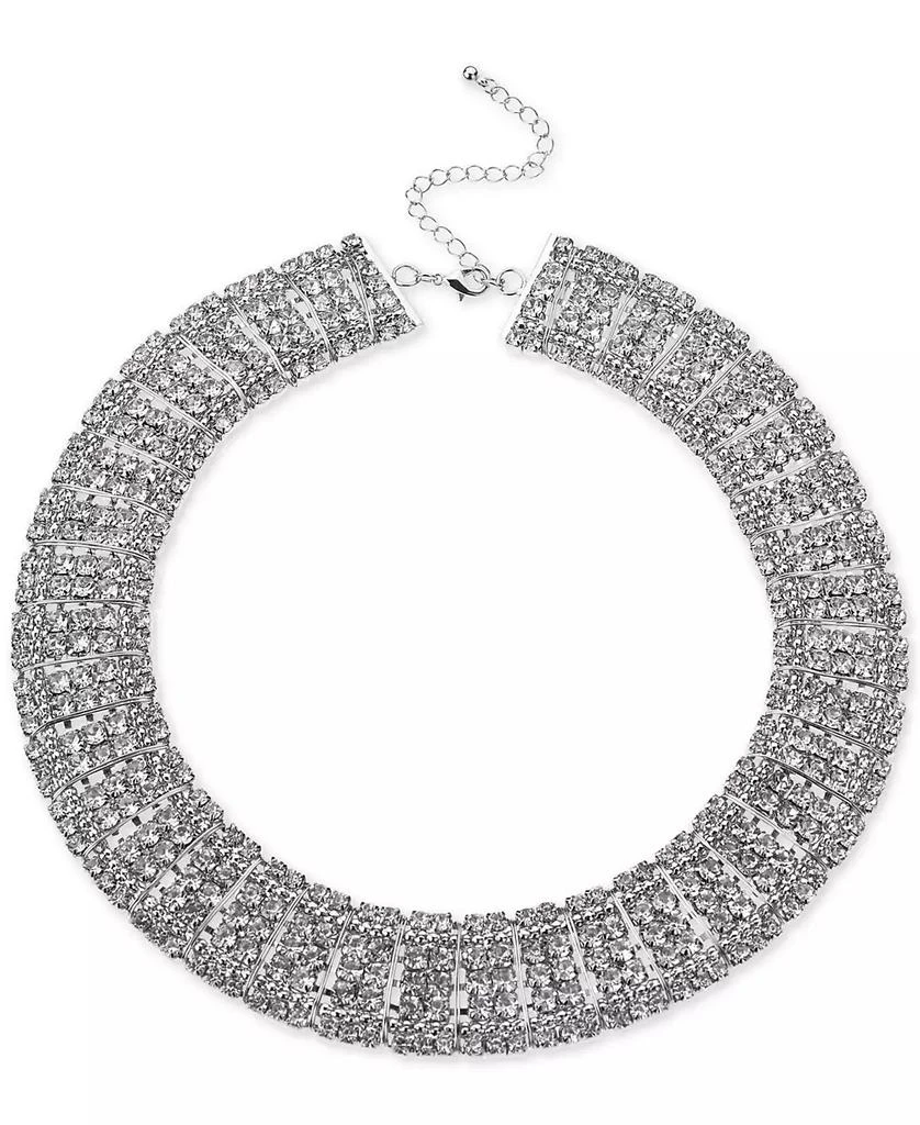 INC International Silver-Tone Crystal Multi-Row Choker Necklace, 12-1/2" + 3" extender, Created for Macy's 1