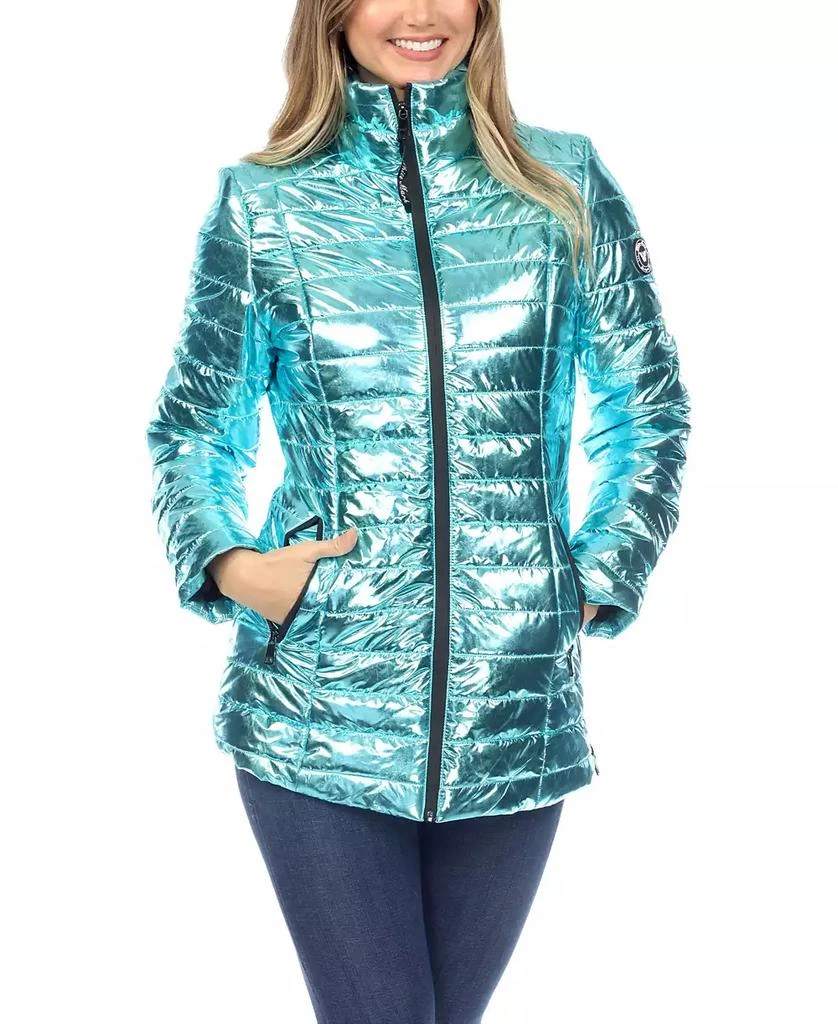 White Mark Women's Metallic Puffer Coat