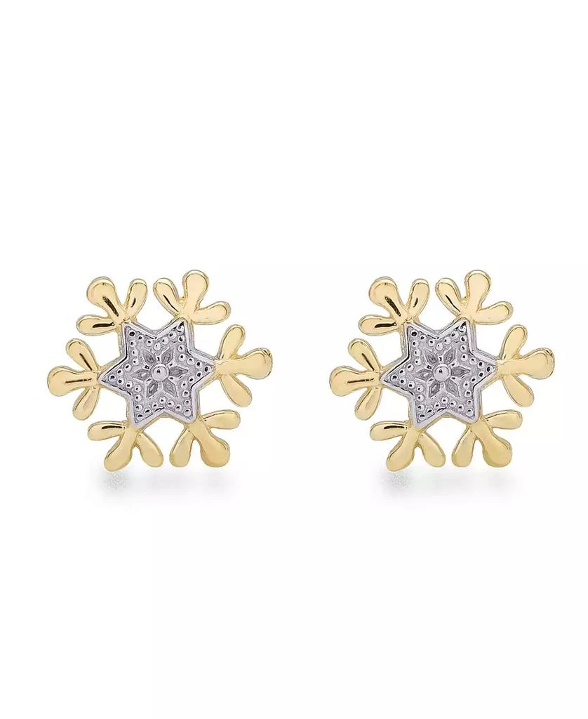 Disney Children's Frozen Snowflake Stud Earrings in 14k Gold 3
