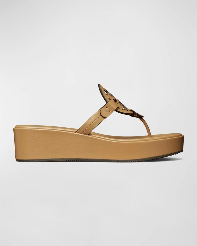 Tory Burch Miller Leather Logo Wedge Thong Sandals 1