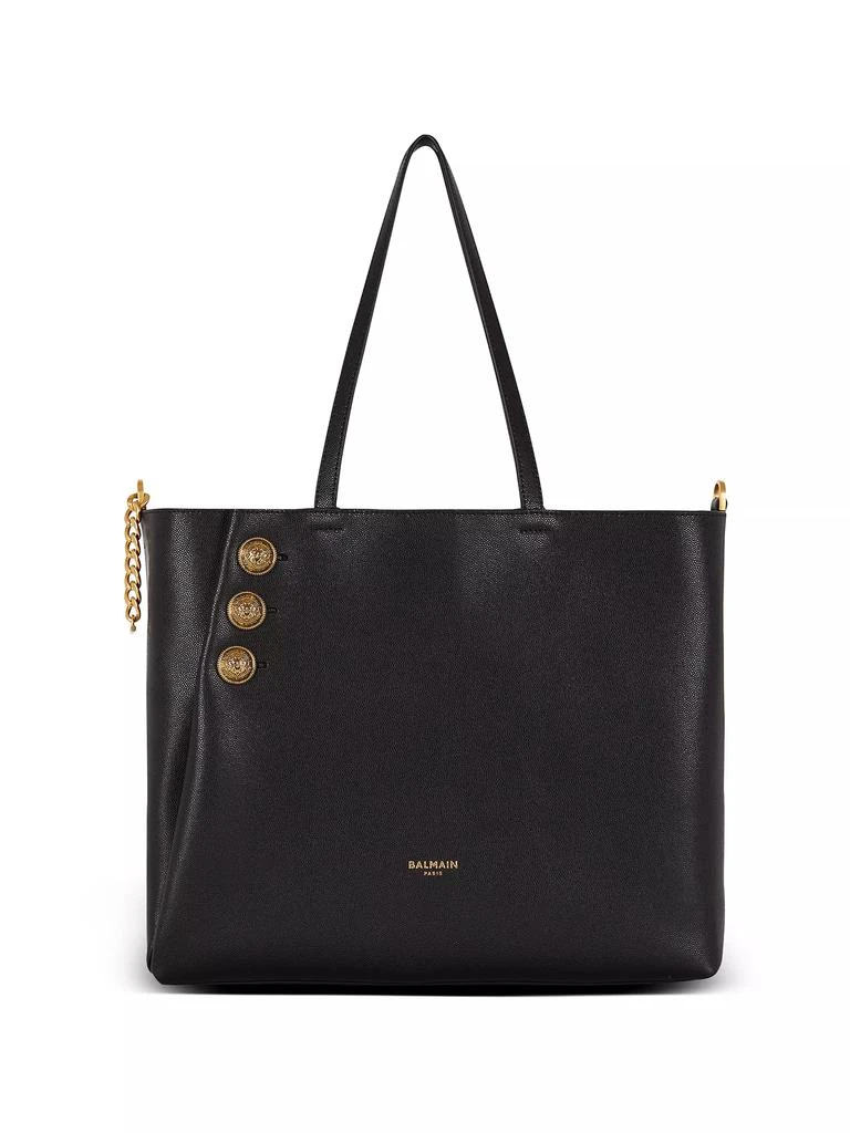 Balmain Emblème Grained Leather Tote Bag 5