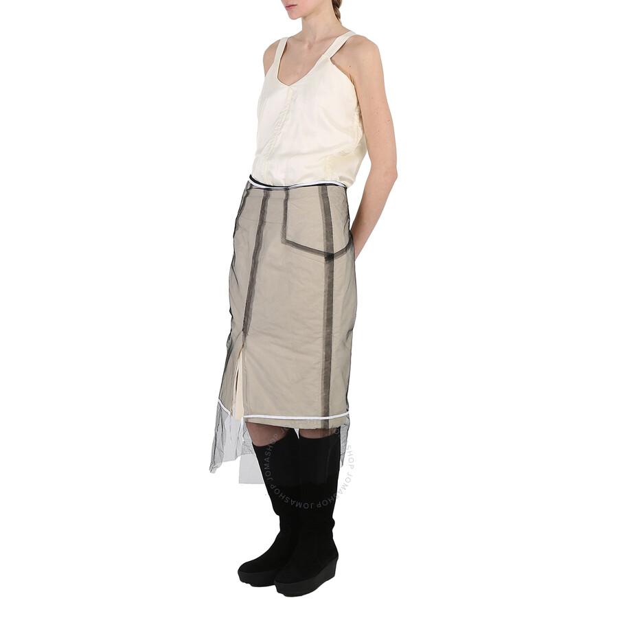 Maison Margiela Ladies Ecru Layered Calico Midi Dress