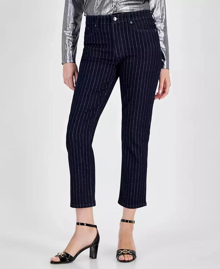 Tommy Hilfiger Women's Tribeca Striped Shine Ankle Jeans 6
