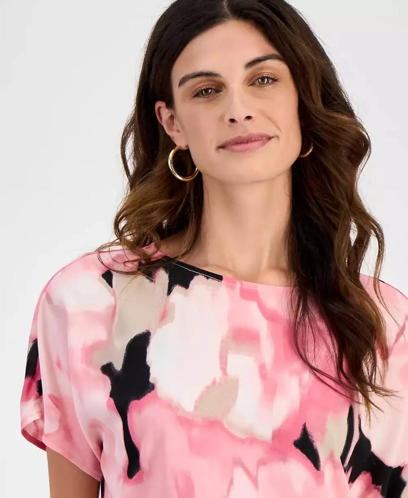 Anne Klein Women's Printed Boat Neck Short-Sleeve Top 3