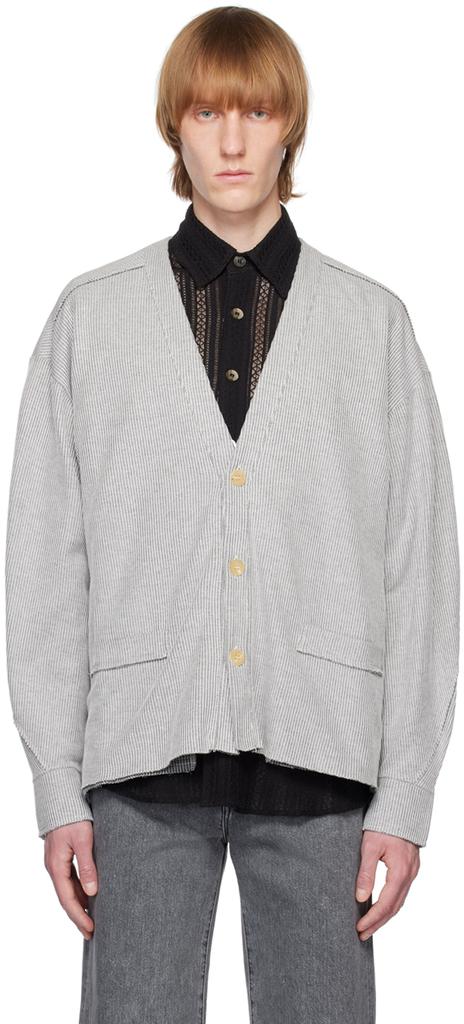 JieDa White & Black Tuck Cardigan