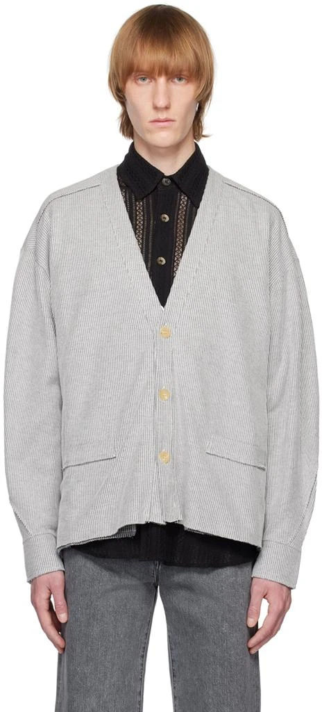 JieDa White & Black Tuck Cardigan 1