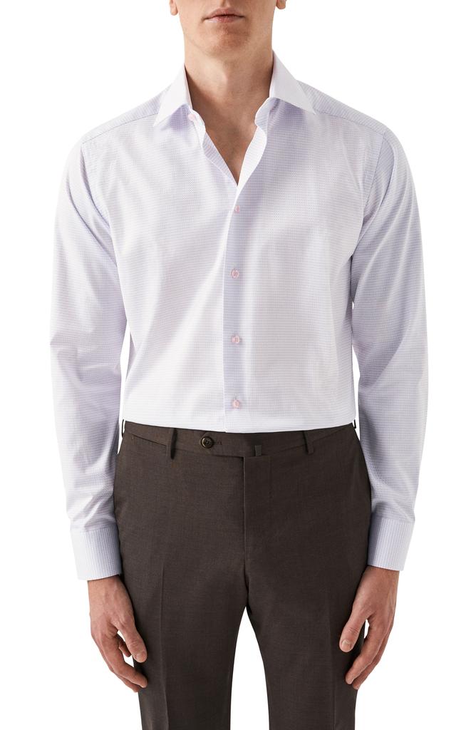 Eton Slim Fit Microcheck Organic Cotton Dress Shirt