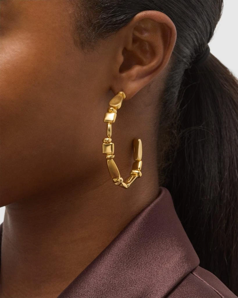 BEN-AMUN 24k Gold Electroplated Nuggets Hoop Earrings 2
