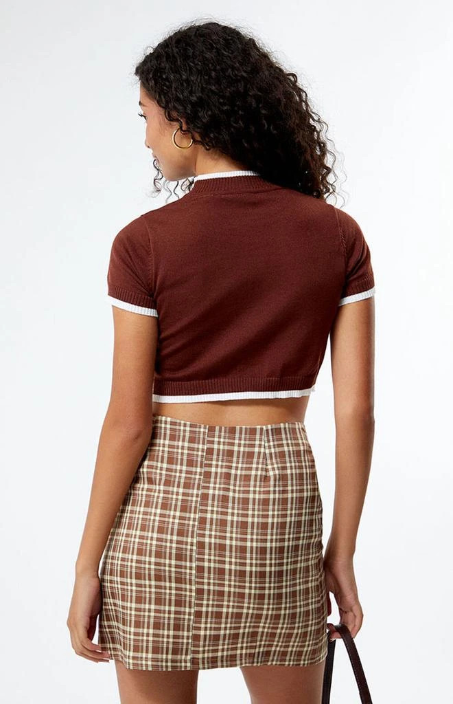 Daisy Street Plaid Lace Up Mini Skirt 4