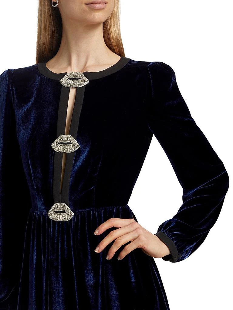 Saloni Camille Bows Velvet Minidress 6