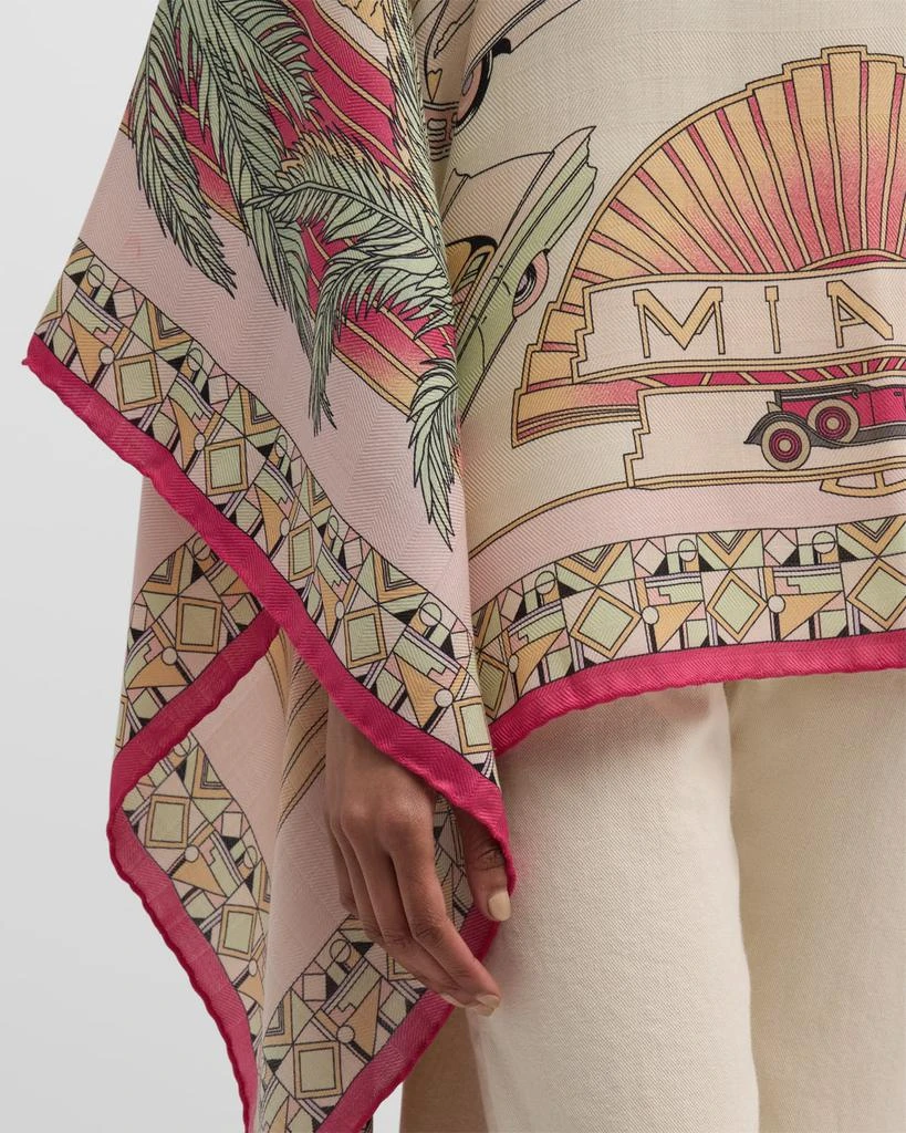 Rani Arabella Miami Pink Print Cashmere-Blend Poncho 5