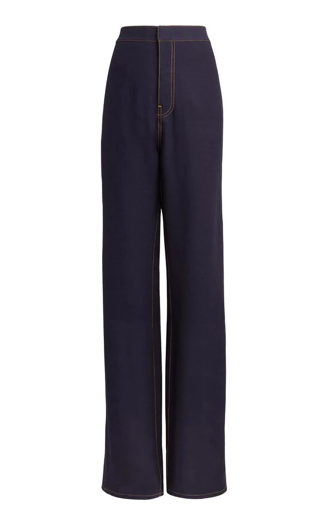 Alaïa ALAÏA - Fluid Wool-Blend Straight-Leg Pants - Dark Wash - FR 40 - Moda Operandi 1