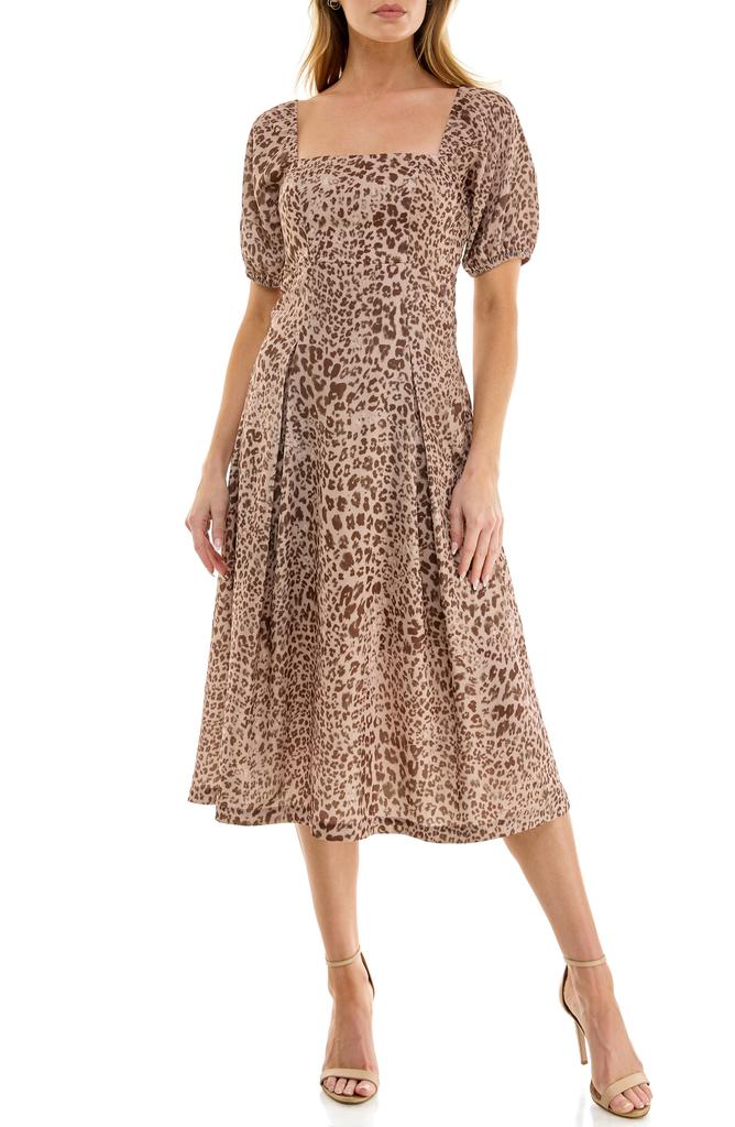 Socialite Floral Puff Sleeve Midi Dress