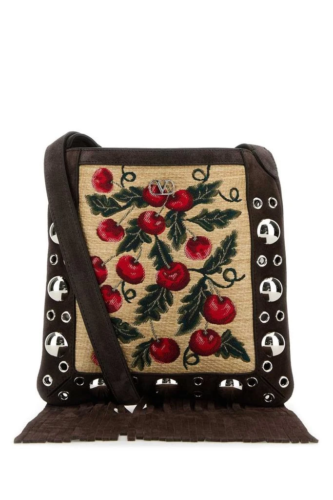 Valentino Valentino Garavani Fringed-Edge Embroidered Small Crossbody Bag 1
